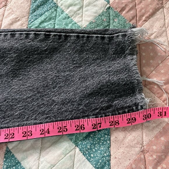 Vintage L.L. Bean Jeans Womens 12 Black Acid Wash Raw Hem High Rise Tapered Mom - Picture 11 of 12